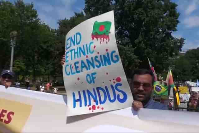 Protests against attacks on Hindus in Bangladesh.